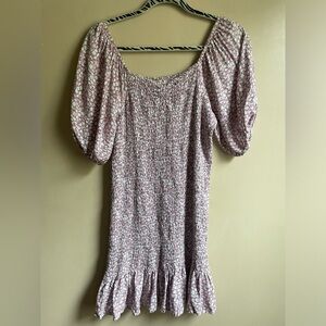 Japna smocked body puff sleeve dress ditsy floral size L 100% Rayon